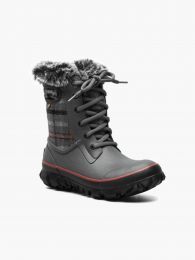 BOGS Women's Arcata Cozy Plaid Winter Boots Dark Gray Multi - 73048-074