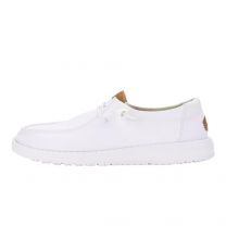 Hey Dude Women's Wendy Canvas Wide White Size W5 | Women's Shoes | Women's Slip On Loafers | Comfortable & Light-Weight