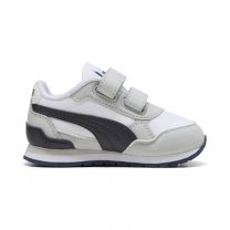 PUMA Unisex-Child ST Runner Hook and Loop, PUMA White-New Navy-Cool Light Gray, Toddler 4