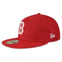 New Era Mens MLB Basic Boston Red Sox 59fifty Fitted Cap, Scarlet