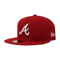 New Era Atlanta Braves MLB Basic 59Fifty Hat, Adult, Red/White