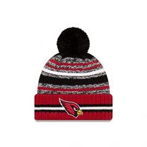 New Era Men's Black/Cardinal Arizona Cardinals 2021 NFL Sideline Sport Official Pom Cuffed Knit Hat