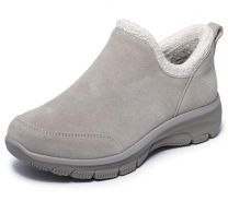 Skechers Women's EASY GOING - SWEET BEHAVIOR, Scooped chenille collar suede bootie, Taupe, 6M
