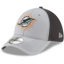 New Era Men's Gray/Graphite Miami Dolphins Primary Logo Grayed Out Neo 2 39THIRTY Flex Hat