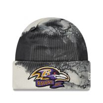 New Era Men's Black Baltimore Ravens 2022 Sideline Ink Dye Cuffed Knit Hat