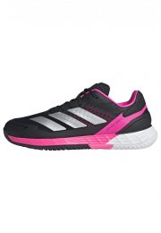 Adidas Men's Defiant Speed 2 Tennis Court Shoes Core Black/Silver Metallic/Lucid Pink - JH5139