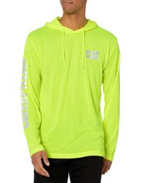 Caterpillar Work Wear Men's Hi-Vis UPF Hooded Long Sleeve T-Shirt HiVis Yellow - 1510568-12130
