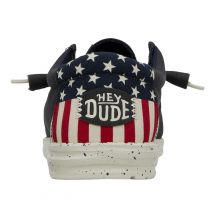 Hey Dude Men's Wally Americana Navy White Size 14 | Men's Shoes | Men Slip-on Loafers | Comfortable & Light-Weight