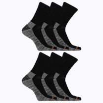 Merrell Men's and Women's Durable Everyday Work Crew Socks - Unisex 6 Pair Pack - Arch Support and Anti-Odor Cotton