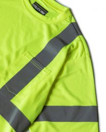 Utility Pro UHV302 Polyester High-Vis Short Sleeve T-Shirt with Chest Pocket with Dupont Teflon Fabric Protector, Lime, Large
