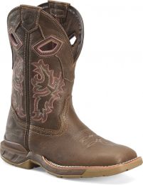 Double-H Boots Women’s 10” Ari Wide Square Soft Toe Roper Work Boot Brown - DH5373