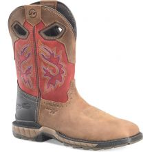 Double-H Boots Men’s 11" Phantom Rider Symbol Composite Toe Non-Metallic Lug Roper Work Boot Brown/Red - DH5395