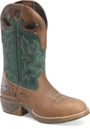 Double-H Boots Men’s 12” Phantom Rider Censure Composite Toe Western Work Boot Brown/Green - DH5423