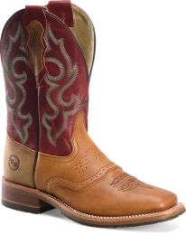 Double-H Boots Men’s 11” Odie Wide Square Toe ICE™ Roper Western Boot Red/Tan - DH8556