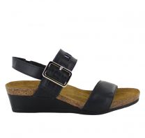 Naot Women's Dynasty Wedge Sandal Black Matte Leather - 5052-277