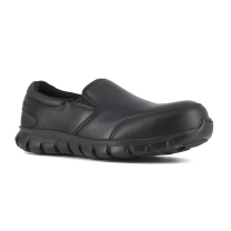 Reebok Work Men's Sublite Cushion Composite Toe ESD Athletic Slip-On Work Shoe Black - RB4036