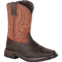 Rocky Unisex Big Kid's 8" Ride FLX Western Boot Dark Chocolate/Burnt Orange - RKW0257Y