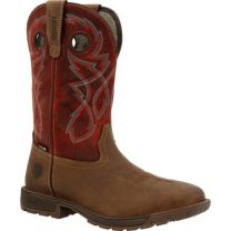 ROCKY WORK Men's 10" Legacy 32 Steel Toe Waterproof Western Work Boot Tan/Red - RKW0341