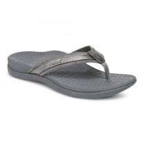 Vionic Women's Tide 2.0 Toe Post Sandal Pewter Metallic Leather - J7545L2020
