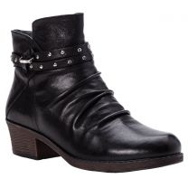Propet Women's Roxie Side-Zip Ankle Boot Black Leather - WFX135LBLK