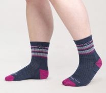 WIDE OPEN SOCKS Women’s Multi Stripe Cushioned Micro Crew Sock Denim - 9502-DENIM