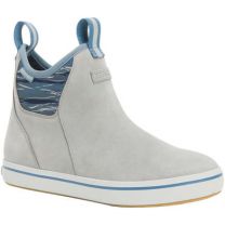 XTRATUF Women's 6" Leather Ankle Deck Boot Grey/Blue Print- XWAL-1BG