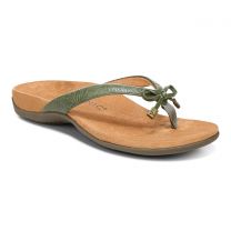 Vionic Women's Bella Toe Post Sandal Army Green Floral Embossed - I0929S3301