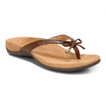 Vionic Women's Bella Toe Post Sandal Brown Floral Embossed - I0929S3200