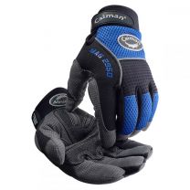 Caiman 2950 Multi Activity Glove with Synthetic Leather and Padded G Grip Palm Patches, Black and Blue