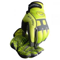 Caiman Synthetic Leather Hi-Vis Reflective Back Silicone Grip Palm Mechanics Gloves Hi-Vis Green (1 pair) - 2982