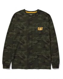 Caterpillar Trademark Pocket Long Sleeve T-Shirt Night Camo Yellow - 1510053- 12965