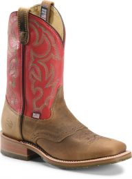 Double-H Boots Men's Roger 11" Domestic Wide Square Toe I.C.E.™ Roper Soft Toe Work Boot Red - DH3556
