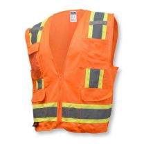 Radians Men's Two Tone Surveyor Type R Class 2 Solid/Mesh Safety Vest Hi-Vis Orange - SV6O