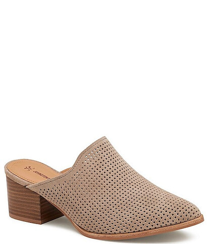 Johnston & Murphy Women's Trista Perfed Mule Taupe Suede - 78-21703