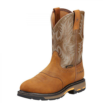 ARIAT WORK Men's 10" WorkHog Soft Toe Pull-On Work Boot Aged Bark - 10001188