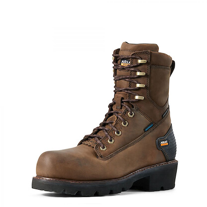 ARIAT WORK Men's 8" Powerline Composite Toe Waterproof Work Boot Oiled Dark Brown - 10018566