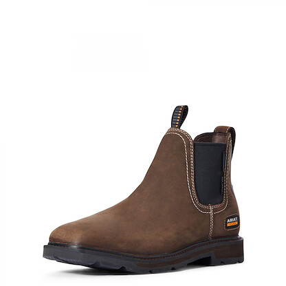 ARIAT WORK Men's 6" Groundbreaker Chelsea Steel Toe Waterproof Work Boot Dark Brown - 10034148
