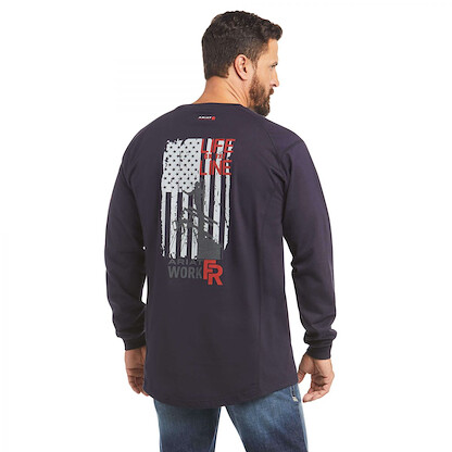 ARIAT WORK Men's Flame Resistant FR Air Life on the Line Graphic Shirt Navy - 10035555