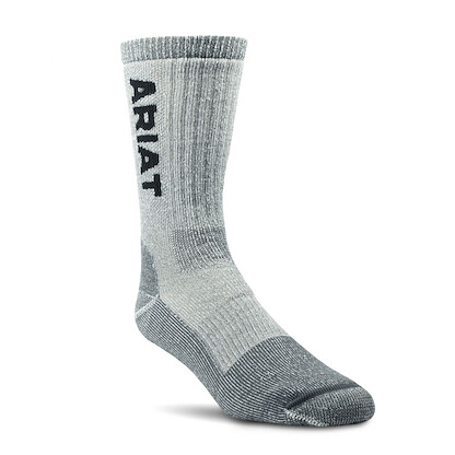 ARIAT Unisex Midweight Merino Wool Blend Steel Toe Work Socks Grey - AR2187-050