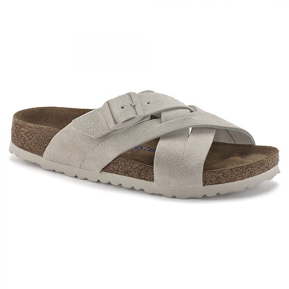 BIRKENSTOCK Women's Lugano Soft Footbed Antique White Suede (narrow width) - 1024560
