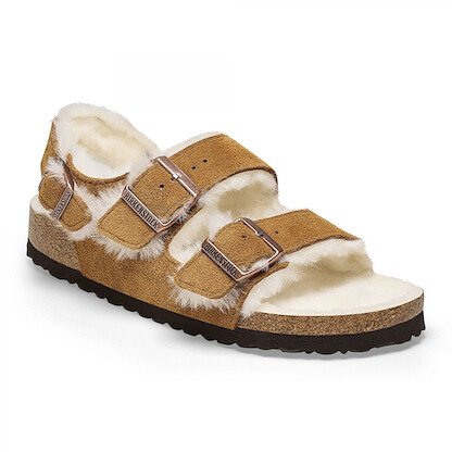 BIRKENSTOCK Women's Milano Shearling Mink Suede/Natural Shearling (narrow width) - 1025515