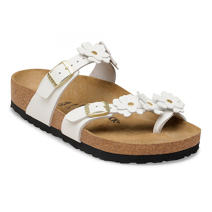 BIRKENSTOCK Women's Mayari Flowers White Leather (regular width) - 1032043