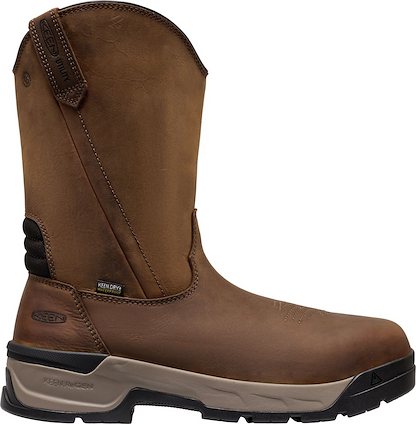 KEEN Utility Men's 10" Flatland Pull-On Carbon Composite Toe Waterproof Work Boot Bison/Black - 1032237