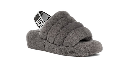UGG Women's Fluff Yeah Slide Slipper Charcoal - 1095119-CHRC
