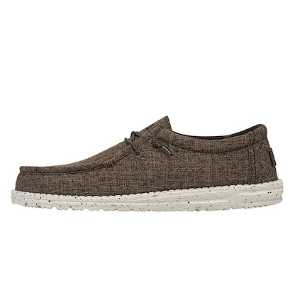 HEY DUDE Shoes Men's Wally Eco Linen Dark Brown - 40005-2BQ