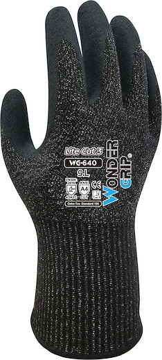 Wonder Grip Unisex Dexcut Glove Black/Grey - WG-640