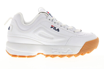 FILA Men's Disruptor II Premium Sneaker Whit/Fila Navy/Gum - 1FM00145-161
