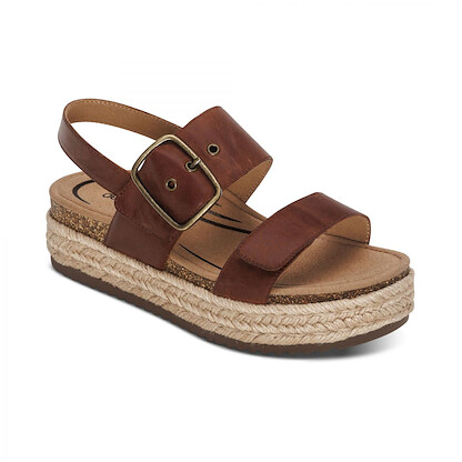 Aetrex Women's Vania Arch Support Platform Sandal Walnut - CP101W