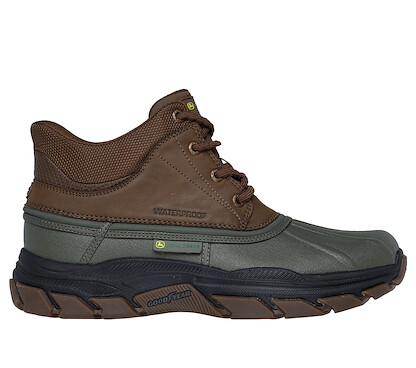 Skechers x John Deere Men's Slip-Ins: Respected Swamper Relaxed Fit® Waterproof Hands Free Duck Boot Olive/Brown - 256026-OLBR