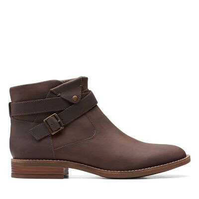 Clarks Women's Camzin Dime Ankle Boot Dark Brown Leather - 26153063